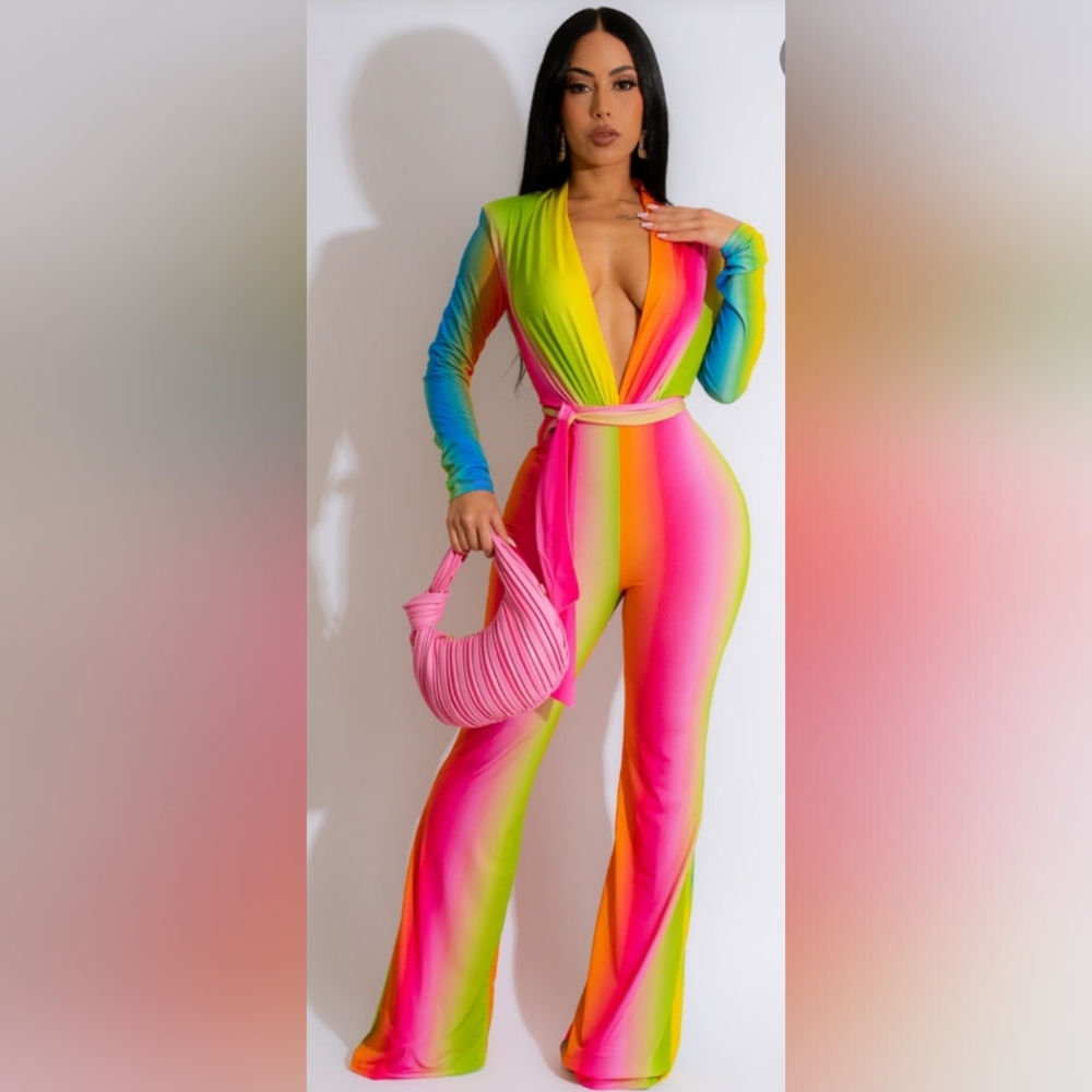 Colorful Gradient Wide Leg Jumpsuit - Picture 2 of 3